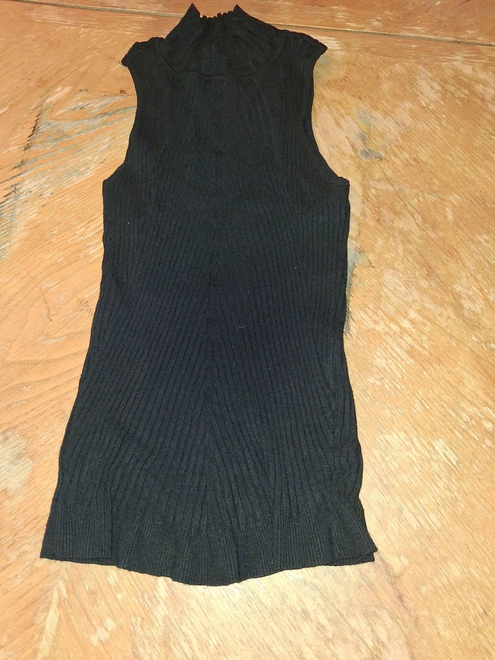INC International Concepts Black Ribbed Mock Neck Sleeveless Tank
